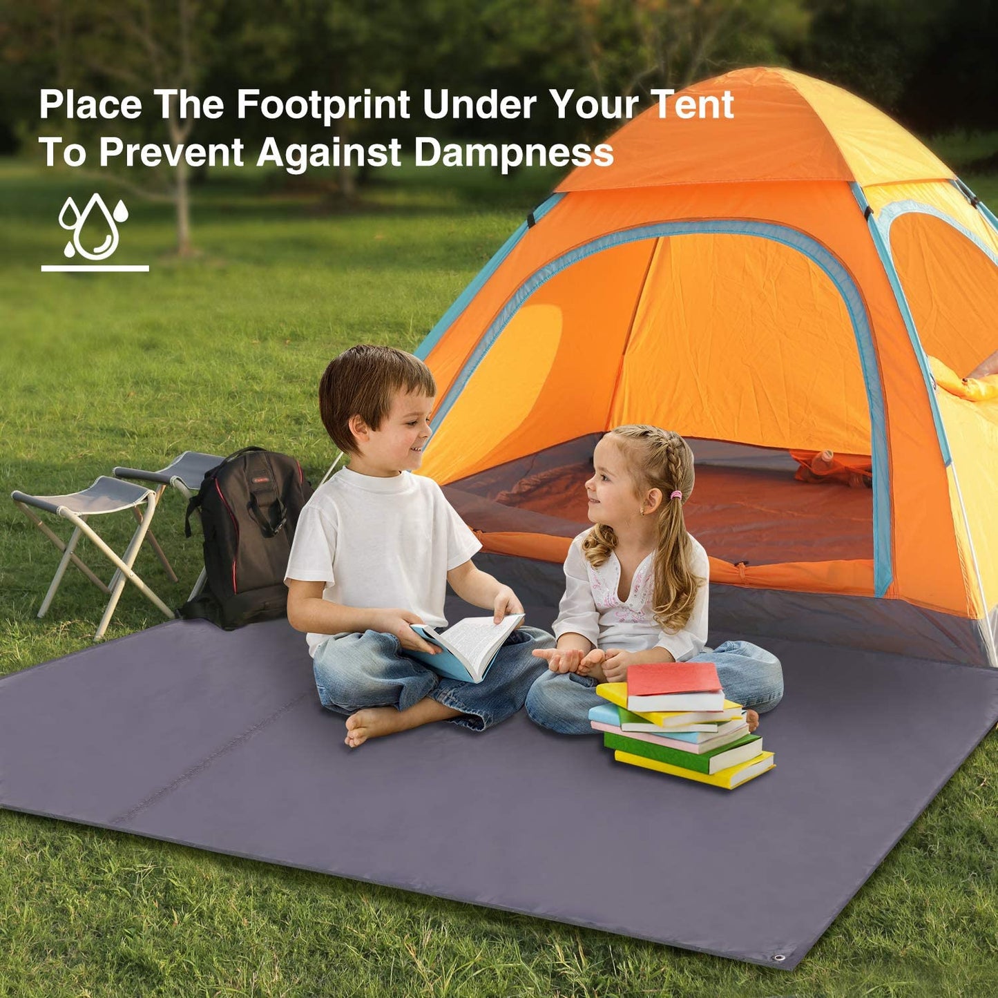 Waterproof Camping Tent Tarp - 83" X83'', 4 in 1 Multifunctional Tent Footprint for Camping, Hiking and Survival Gear, Lightweight and Compact