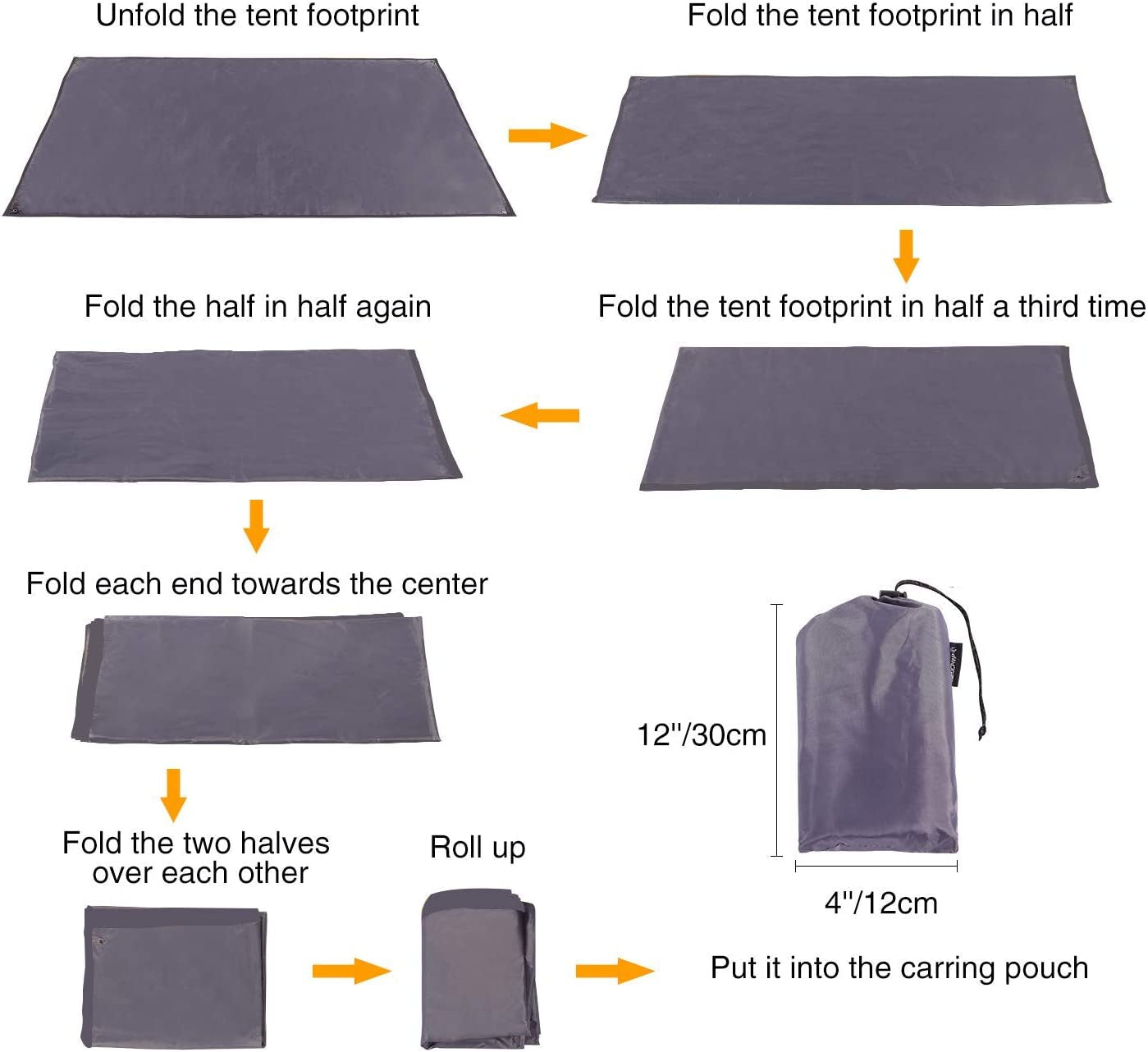 Waterproof Camping Tent Tarp - 83" X83'', 4 in 1 Multifunctional Tent Footprint for Camping, Hiking and Survival Gear, Lightweight and Compact