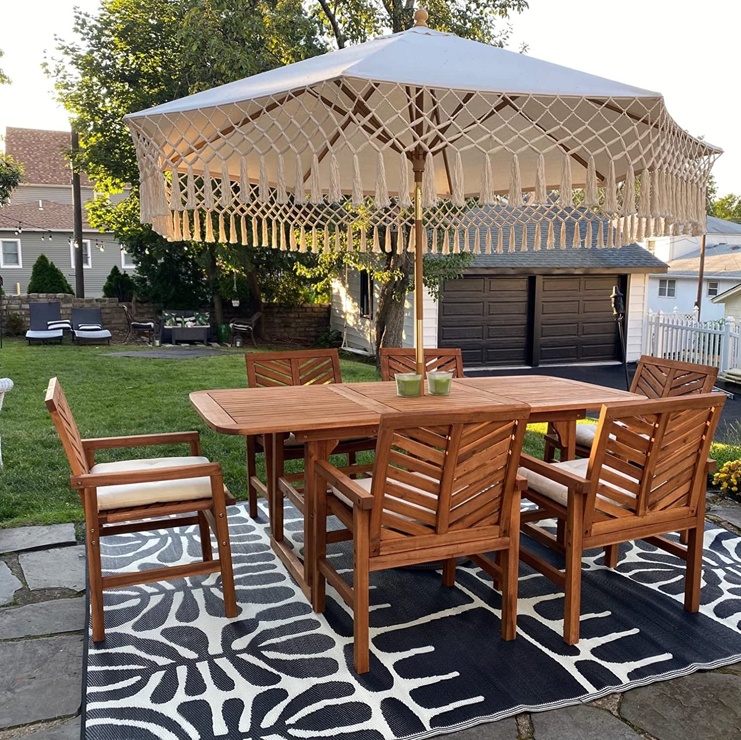 Tribal Matisse Outdoor Rug - Waterproof, Fade Resistant, Crease-Free, Reversible - Premium Recycled Plastic - Patio Porch Balcony Deck - Serowe Blackwhite - 8X10 Ft