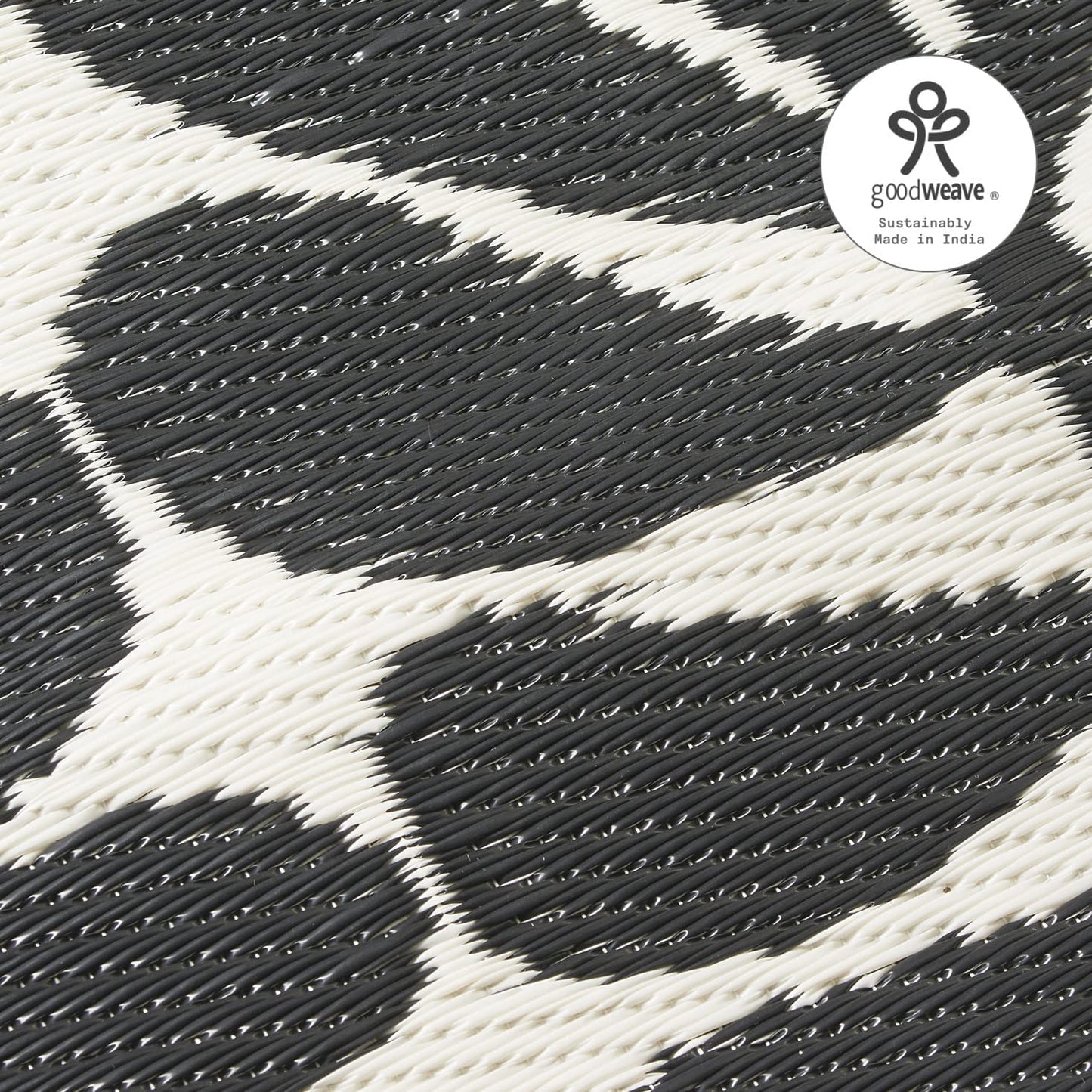 Tribal Matisse Outdoor Rug - Waterproof, Fade Resistant, Crease-Free, Reversible - Premium Recycled Plastic - Patio Porch Balcony Deck - Serowe Blackwhite - 8X10 Ft