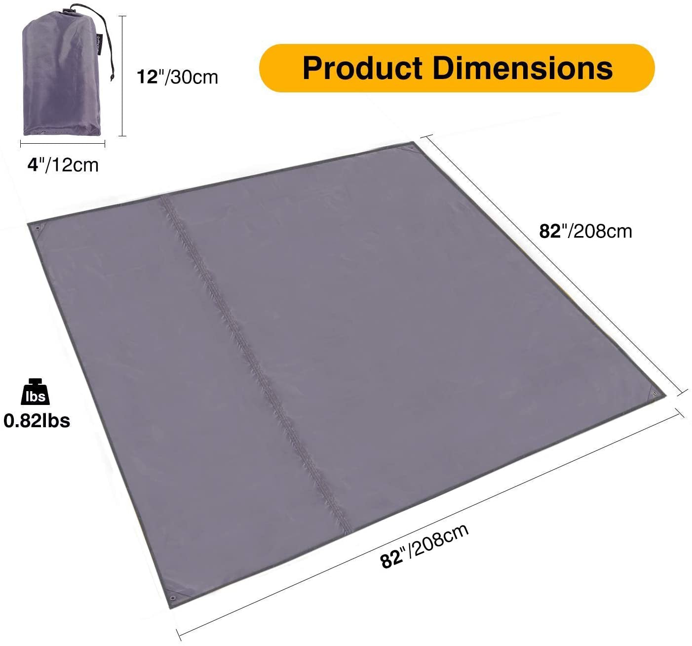Waterproof Camping Tent Tarp - 83" X83'', 4 in 1 Multifunctional Tent Footprint for Camping, Hiking and Survival Gear, Lightweight and Compact