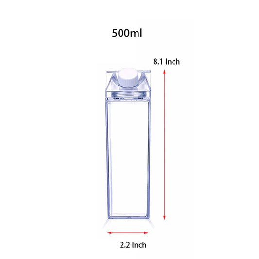 500Ml/1000Ml Milk Carton Water Bottle Transparent Plastic Portable Clear Box for Juice Tea Milk Bottles Drinking Cup BPA Free