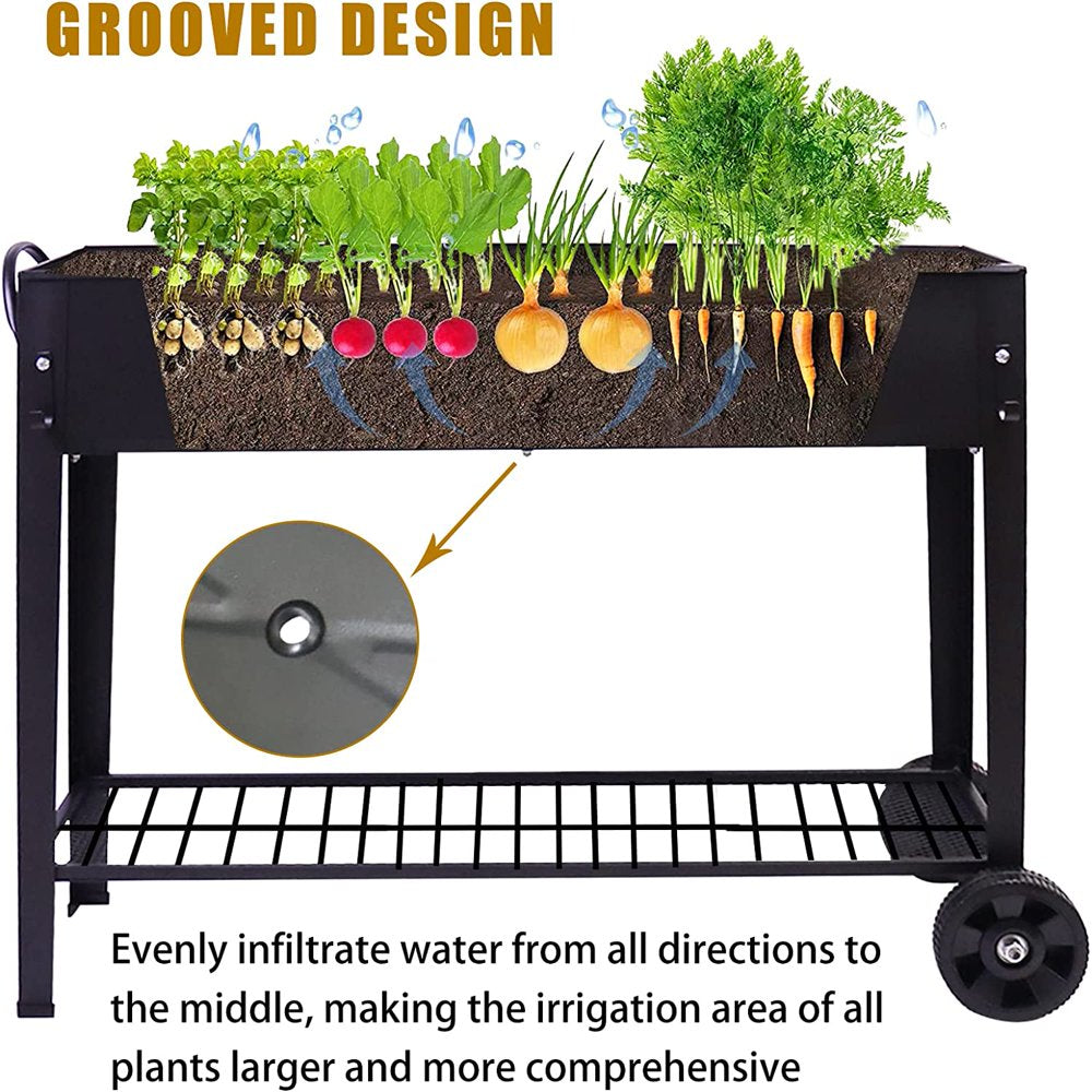 Colorful Large Planter Raised Beds with Legs Outdoor Metal Planter Box on Wheels Elevated Garden Bed for Vegetables Flower Herb Patio