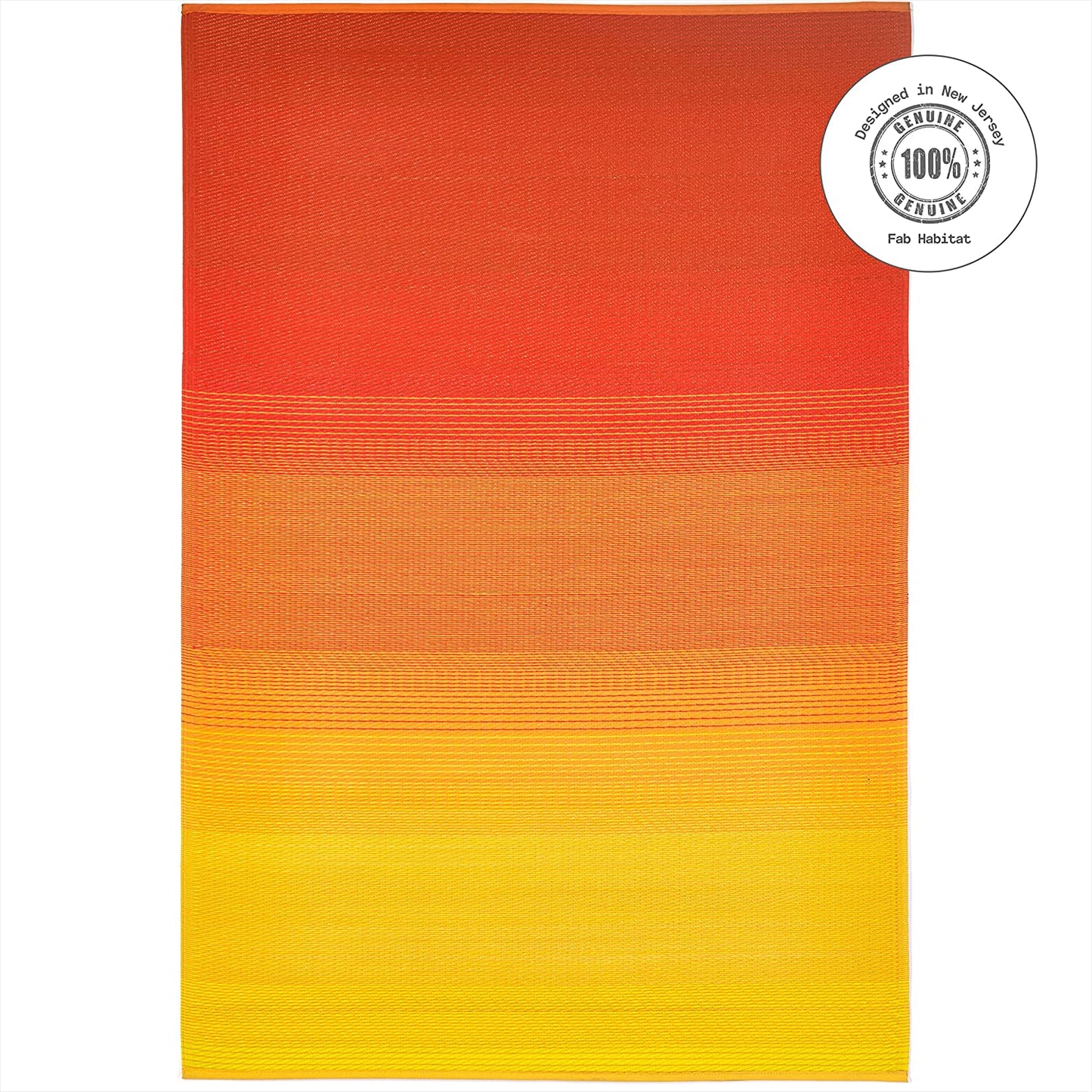 Outdoor Rug - Waterproof, Fade Resistant, Crease-Free - Premium Recycled Plastic - Ombre - Large Patio, Deck, Sunroom, Camping, RV - Big Sur - Sunset - 6 X 9 Ft