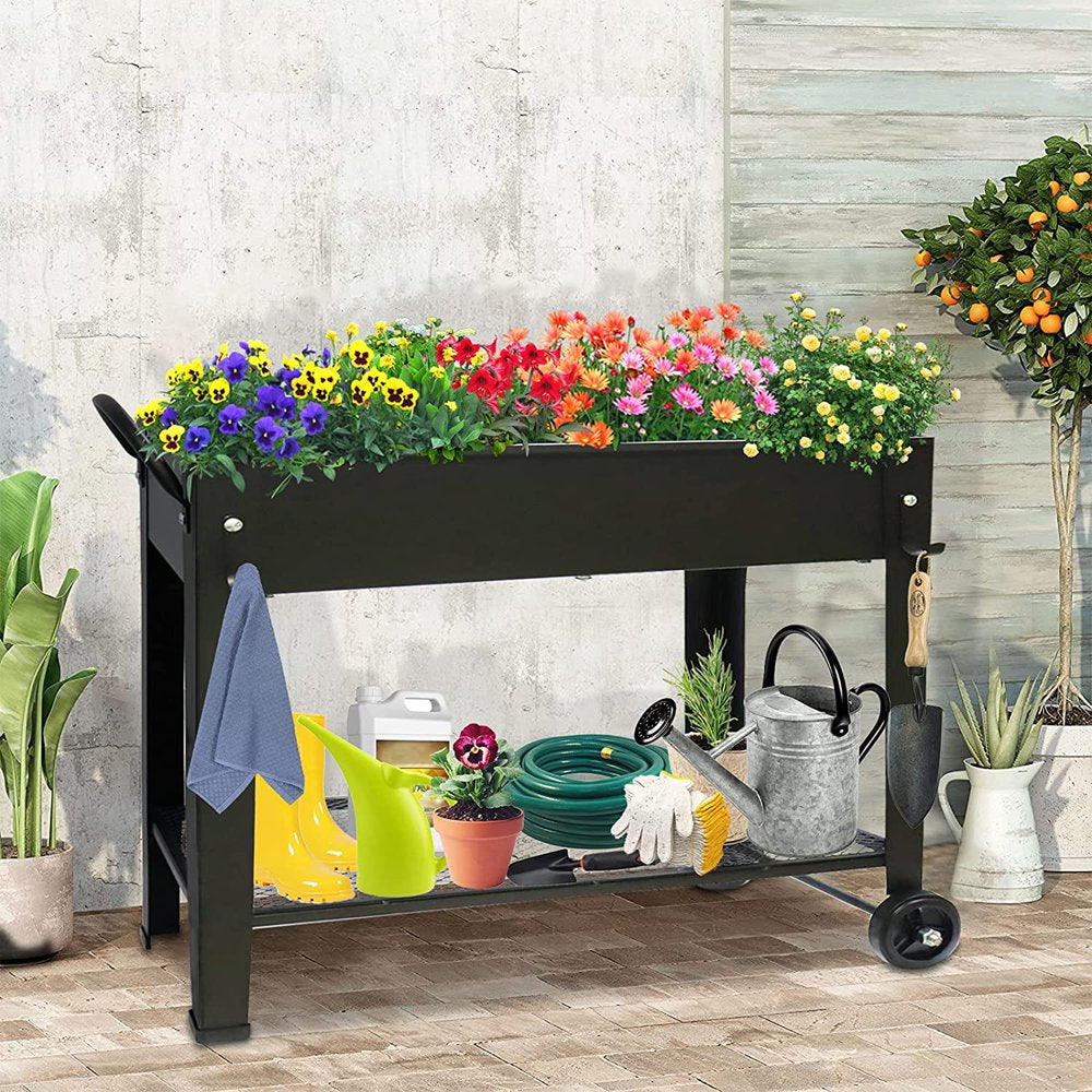 Colorful Large Planter Raised Beds with Legs Outdoor Metal Planter Box on Wheels Elevated Garden Bed for Vegetables Flower Herb Patio