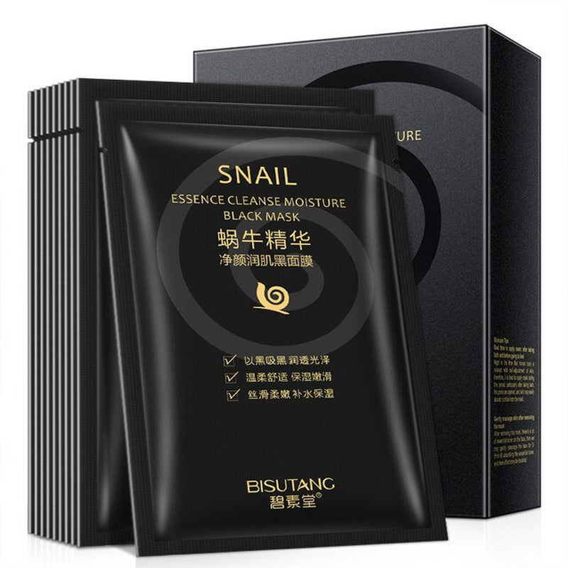 10Pcs/Lot Snail Essence Net Facial Muscle Black Mask Moisturizing Exfoliating Skin Care Skincare Collagen Face Disposable