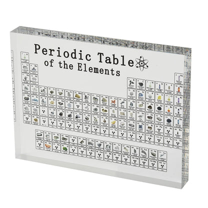 Creative Home Furnishings 3D Acrylic Periodic Table with Real Elements Chemical Periodic Table of Elements Samples