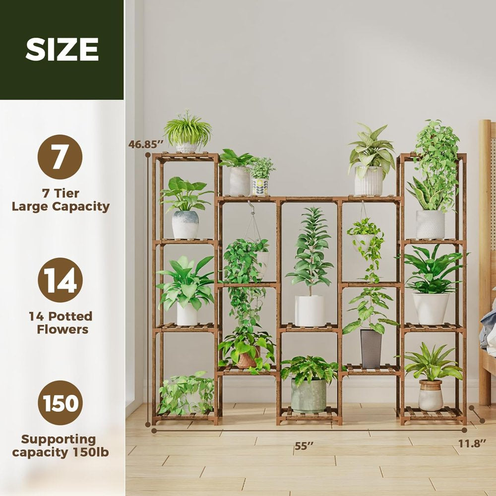 Plant Stand Outdoor Black Plant Shelf Indoor Tiered Plant Table for Multiple Plants 3 Tiers 7 Potted Ladder Plant Holder Table Plant Pot Stand for Window Garden Balcony Living Room