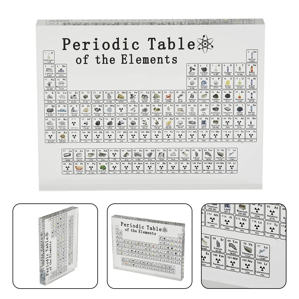 Creative Home Furnishings 3D Acrylic Periodic Table with Real Elements Chemical Periodic Table of Elements Samples