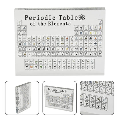 Creative Home Furnishings 3D Acrylic Periodic Table with Real Elements Chemical Periodic Table of Elements Samples