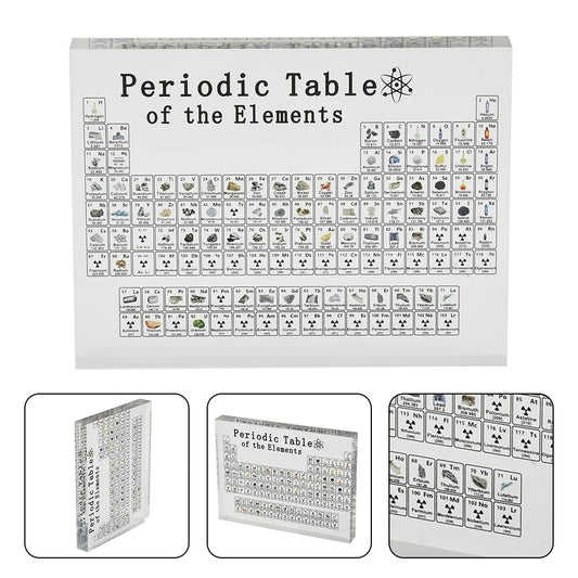 Creative Home Furnishings 3D Acrylic Periodic Table with Real Elements Chemical Periodic Table of Elements Samples